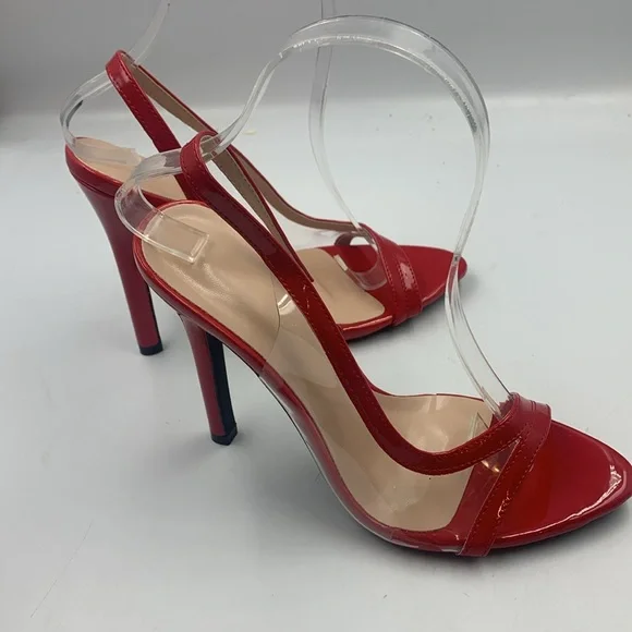 Striking Red High Stiletto Slingback Heels - Picture 2 of 4